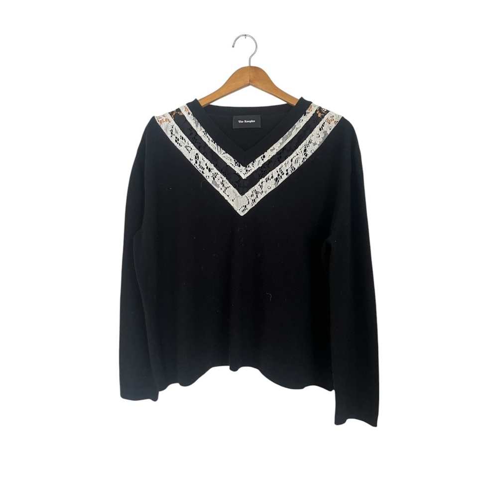 The Kooples Wool-Cashmere Sweater with Lace Trim
